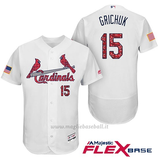 Maglia Baseball Uomo St. Louis Cardinals 2017 Estrellas y Rayas Randal Grichuk Bianco Flex Base